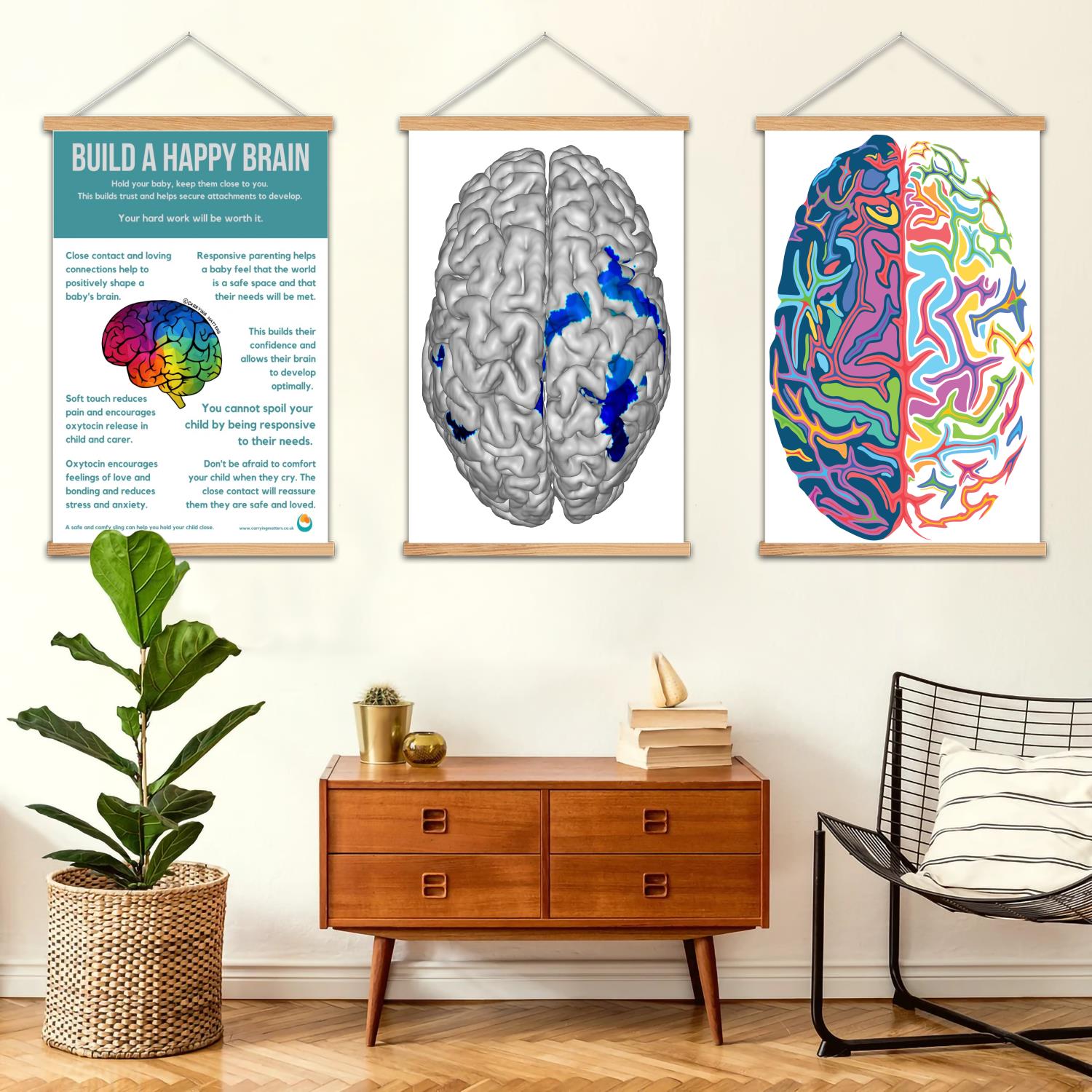Art Print Framed - Pintura de pared enmarcada con cerebro,